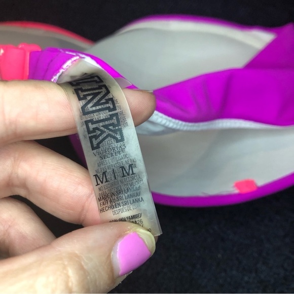 PINK Victoria’s Secret Pink & Purple Neck Twist Top Bikini Top Size Medium - Picture 8 of 8
